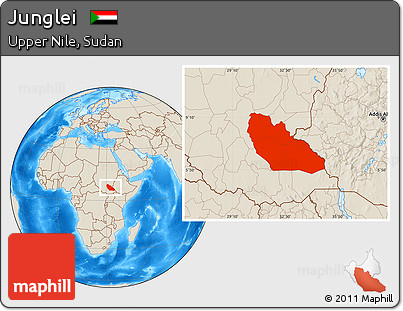 Shaded Relief Location Map of Junglei