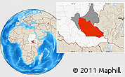 Shaded Relief Location Map of Junglei, highlighted country, highlighted parent region
