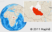 Shaded Relief Location Map of Junglei, highlighted parent region