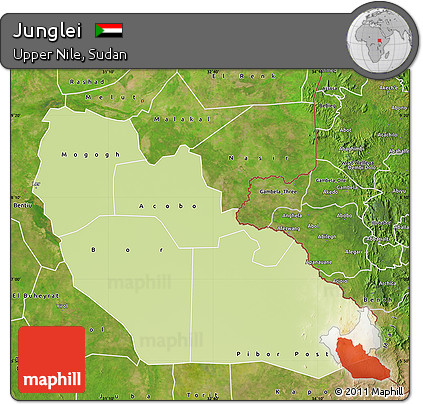 Physical Map of Junglei, satellite outside