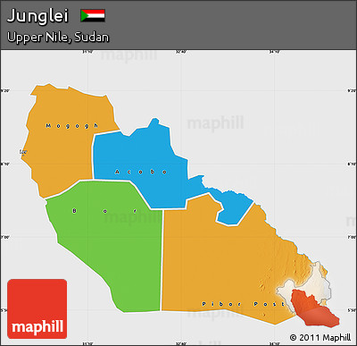 Political Map of Junglei, single color outside