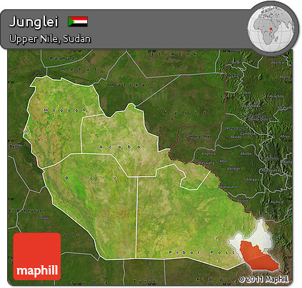 Satellite Map of Junglei, darken