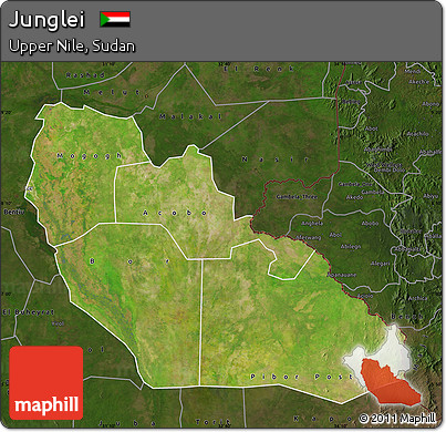 Satellite Map of Junglei, darken