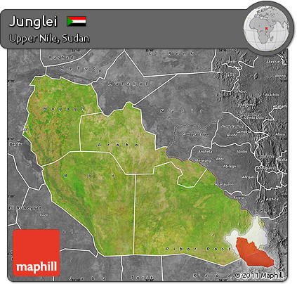 Satellite Map of Junglei, desaturated
