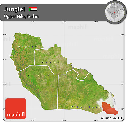 Satellite Map of Junglei, single color outside