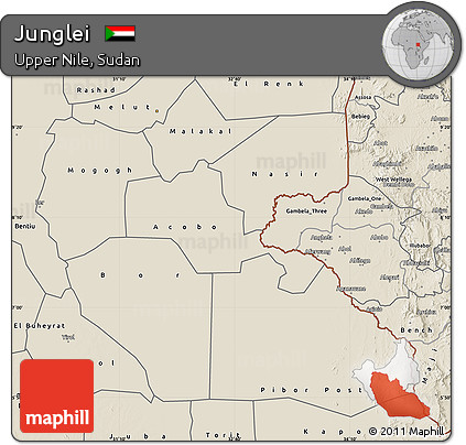 Shaded Relief Map of Junglei