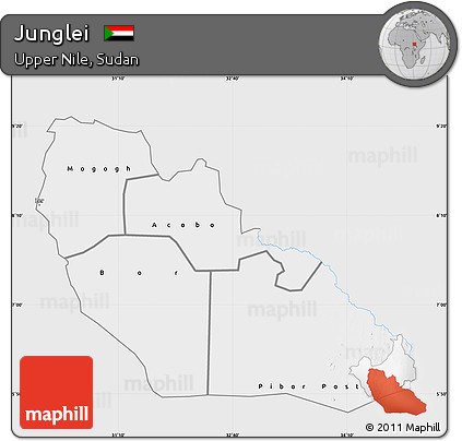 Silver Style Map of Junglei, single color outside