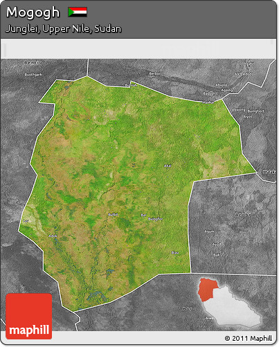 Satellite 3D Map of Mogogh, desaturated