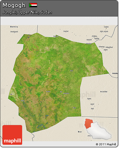 Satellite 3D Map of Mogogh, shaded relief outside