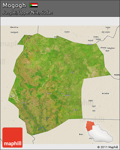 Satellite 3D Map of Mogogh, shaded relief outside