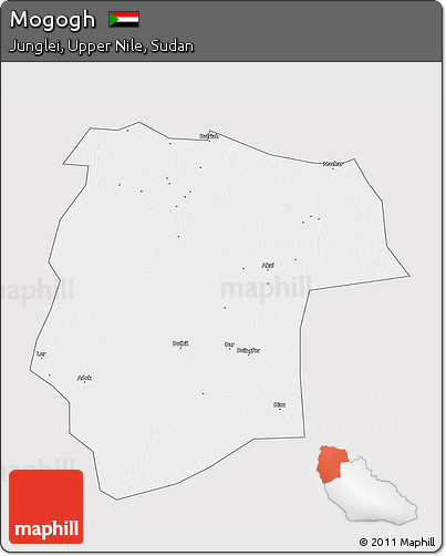 Silver Style 3D Map of Mogogh, single color outside
