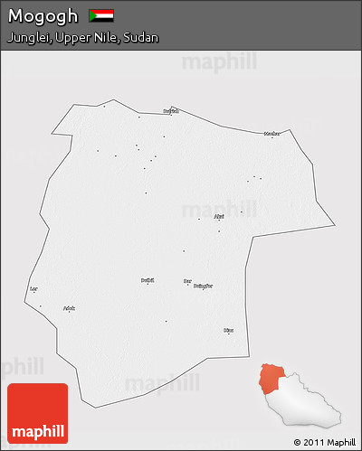 Silver Style 3D Map of Mogogh, single color outside