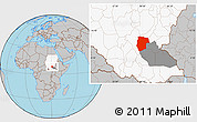 Gray Location Map of Mogogh, highlighted country, highlighted parent region