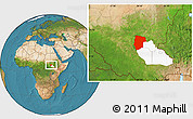 Satellite Location Map of Mogogh, highlighted parent region