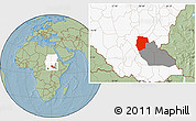 Savanna Style Location Map of Mogogh, highlighted country, highlighted parent region, hill shading