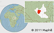 Savanna Style Location Map of Mogogh, highlighted grandparent region, hill shading