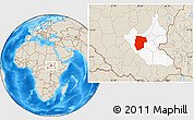 Shaded Relief Location Map of Mogogh, highlighted grandparent region