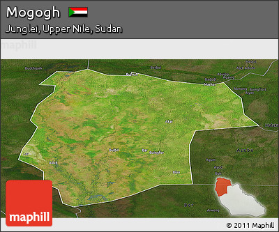 Satellite Panoramic Map of Mogogh, darken