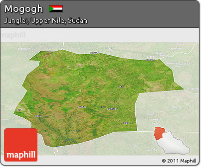 Satellite Panoramic Map of Mogogh, lighten