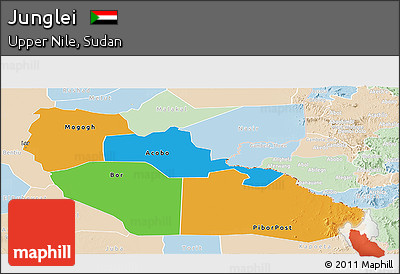 Political Panoramic Map of Junglei, lighten
