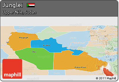 Political Panoramic Map of Junglei, lighten
