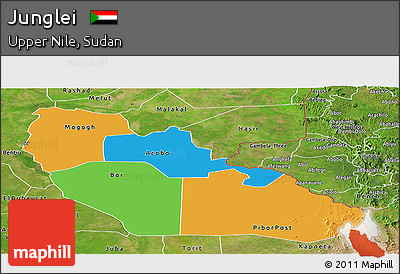 Political Panoramic Map of Junglei, satellite outside
