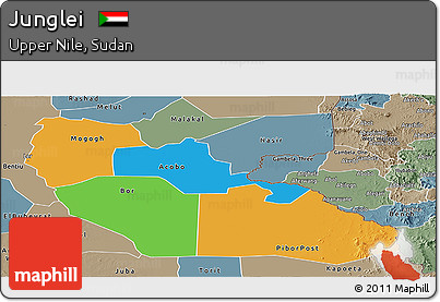Political Panoramic Map of Junglei, semi-desaturated