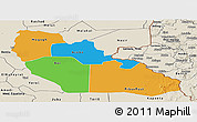 Political Panoramic Map of Junglei, shaded relief outside