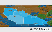 Political Shades Panoramic Map of Junglei, darken