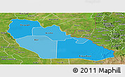 Political Shades Panoramic Map of Junglei, satellite outside