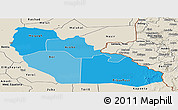 Political Shades Panoramic Map of Junglei, shaded relief outside