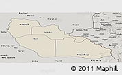 Shaded Relief Panoramic Map of Junglei, semi-desaturated