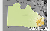 Physical 3D Map of Pibor Post, darken, desaturated