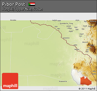 Physical 3D Map of Pibor Post