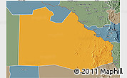 Political 3D Map of Pibor Post, semi-desaturated