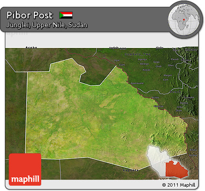 Satellite 3D Map of Pibor Post, darken