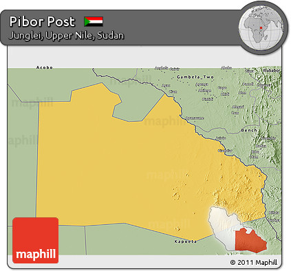 Savanna Style 3D Map of Pibor Post