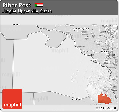 Silver Style 3D Map of Pibor Post