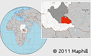 Gray Location Map of Pibor Post, highlighted country, highlighted grandparent region