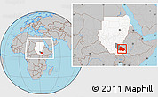 Gray Location Map of Pibor Post, highlighted country, highlighted parent region, within the entire country