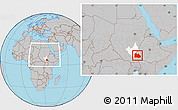 Gray Location Map of Pibor Post, highlighted grandparent region, within the entire country