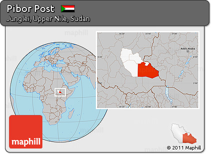 Gray Location Map of Pibor Post, highlighted parent region