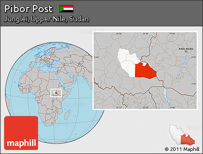Gray Location Map of Pibor Post, highlighted parent region