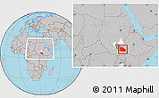 Gray Location Map of Pibor Post, highlighted parent region, highlighted grandparent region, within the entire country