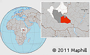 Gray Location Map of Pibor Post, highlighted parent region, highlighted grandparent region