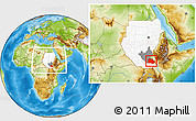 Physical Location Map of Pibor Post, highlighted country, highlighted grandparent region, within the entire country
