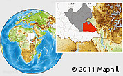 Physical Location Map of Pibor Post, highlighted country, highlighted grandparent region
