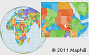 Political Location Map of Pibor Post, highlighted parent region, within the entire country