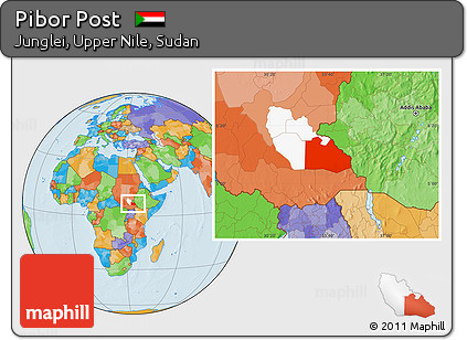 Political Location Map of Pibor Post, highlighted parent region