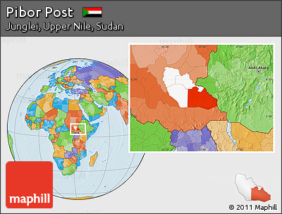 Political Location Map of Pibor Post, highlighted parent region